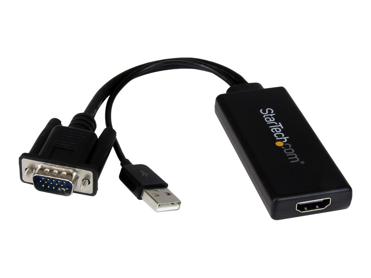 StarTech.com Adaptateur VGA vers HDMI avec audio USB et alimentation USB - Convertisseur portable VGA vers HDMI - M/F - 1080p - Blanc - Câble adaptateur - HD-15 (VGA), USB type B mâle pour HDMI femelle - 26 cm - noir - alimentation USB, support 1080p, actif - VGA2HDU - Accessoires pour téléviseurs