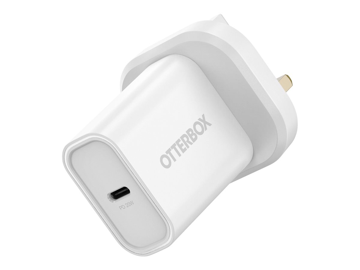OtterBox - Adaptateur secteur - 20 Watt - PD (24 pin USB-C) - blanc - 78-81346 - Adaptateurs électriques et chargeurs