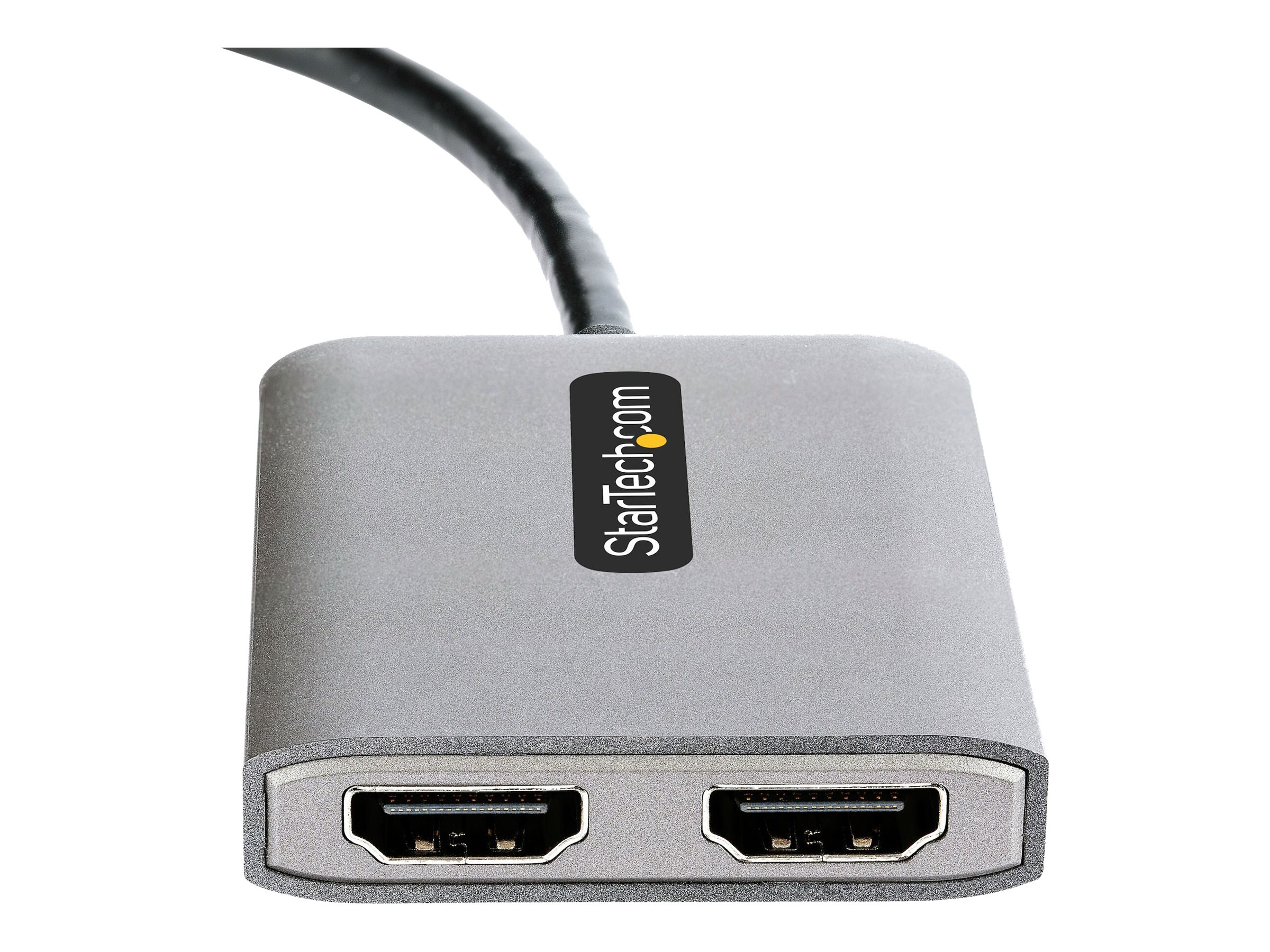 StarTech.com USB-C to Dual HDMI MST HUB, Dual HDMI 4K 60Hz, USB Type C Multi Monitor Adapter for Laptop w/ 1ft (30cm) cable, DP 1.4 Multi-Stream Transport Hub, USB Type C to 2x HDMI Ports - USB-C to HDMI Splitter (MST14CD122HD) - Adaptateur vidéo - 24 pin USB-C mâle pour HDMI femelle - gris - MST14CD122HD - Câbles HDMI