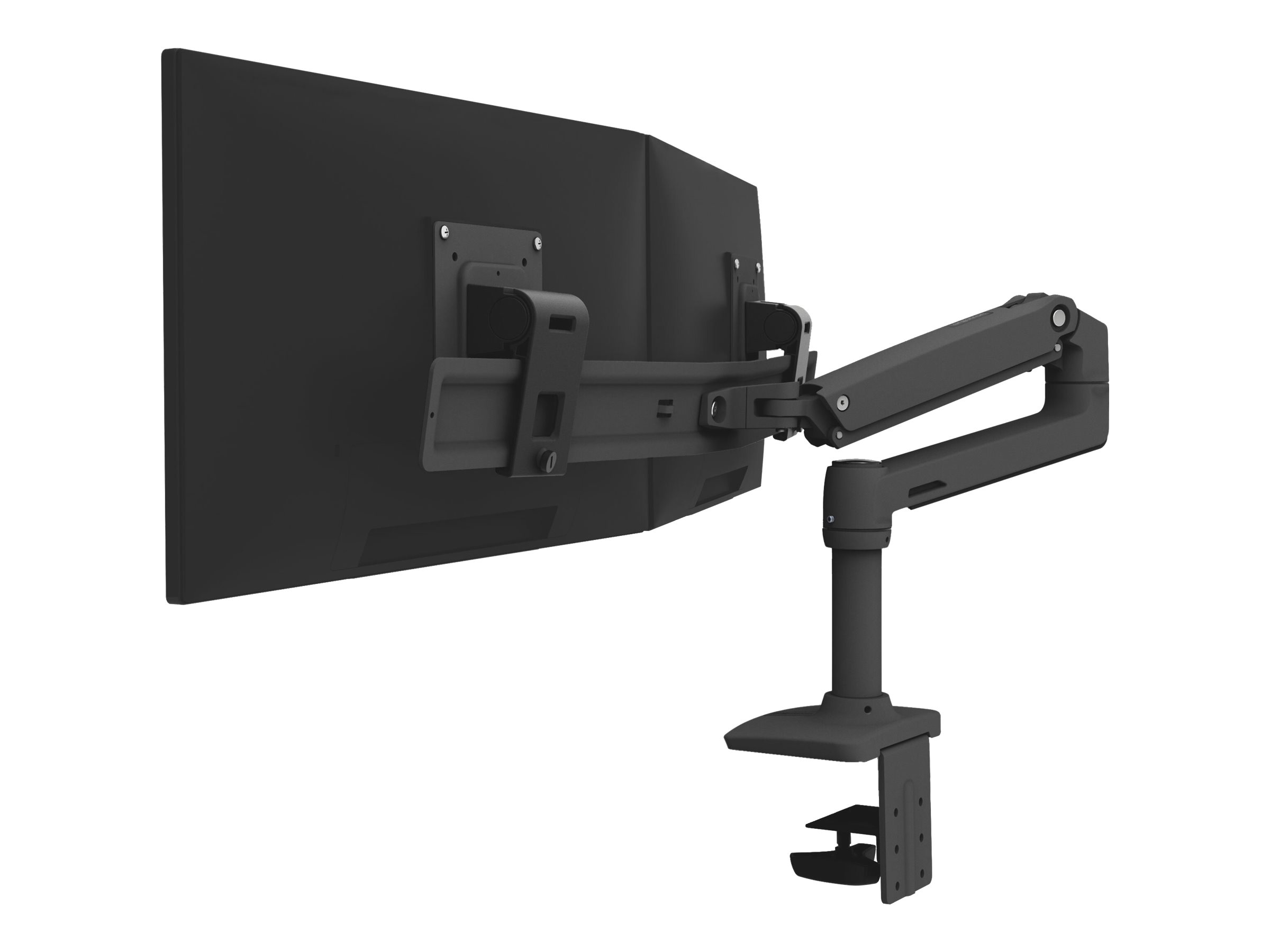 Ergotron LX - Kit de montage (bras articulé, 2 pivots, arc double affichage, base, pince de bureau 2 pièces, poteau 8", extension) - pour 2 écrans LCD - direct double - noir mat - Taille d'écran : jusqu'à 25 pouces - 45-489-224 - Montages pour TV et moniteur