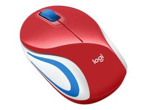 Logitech M187 - Souris - optique - 3 boutons - sans fil - 2.4 GHz - récepteur sans fil USB - rouge vif - 910-002732 - Souris