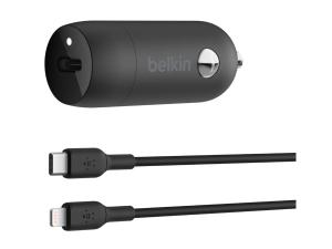 Belkin BOOST CHARGE - Adaptateur d'alimentation pour voiture - 30 Watt - 3 A - Fast Charge, Power Delivery 3.1 (24 pin USB-C) - noir - CCA004BT1MBK-B5 - Batteries et adaptateurs d'alimentation pour téléphone cellulaire