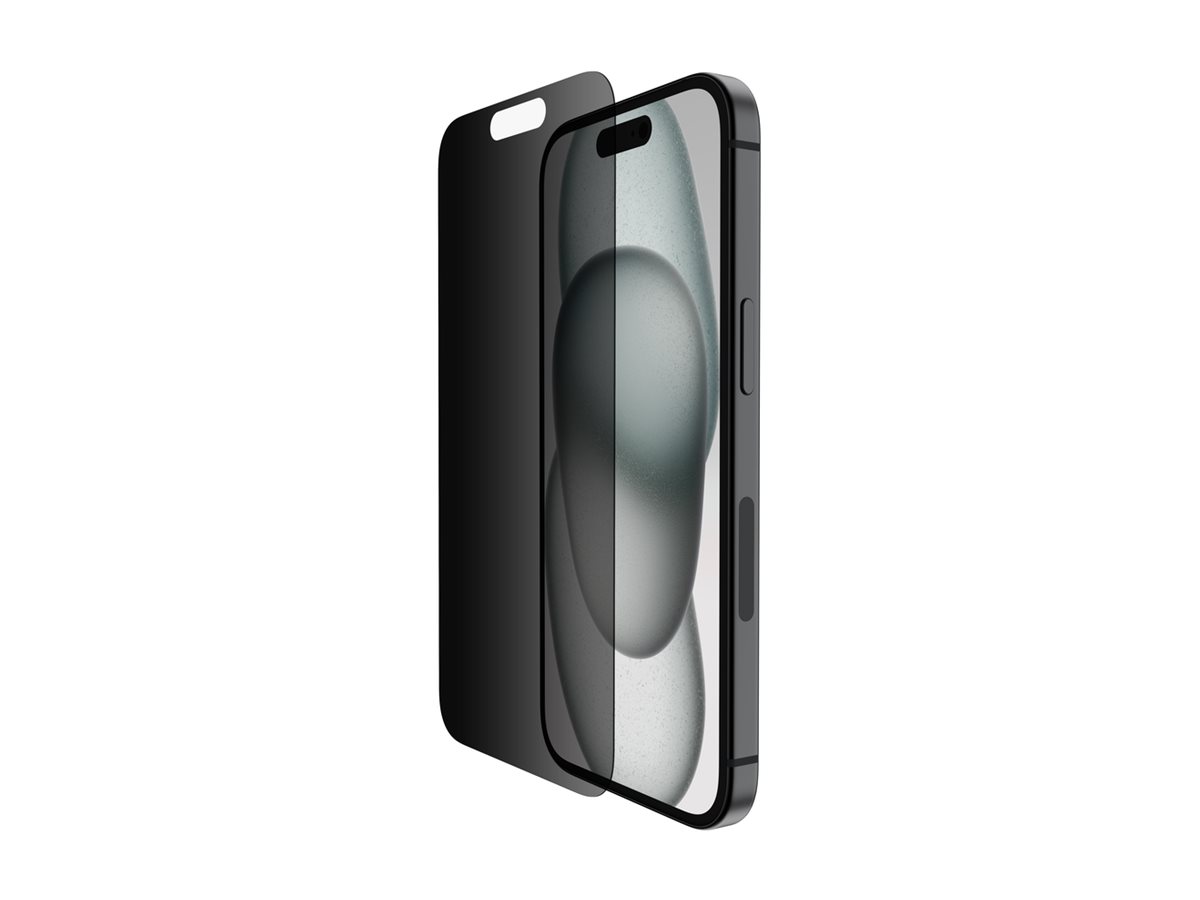 Belkin ScreenForce Pro - Protection d'écran pour téléphone portable - 2.5D - verre - avec filtre de confidentialité - verre - pour Apple iPhone 14 Pro, 15 - OVA147ZZ - Accessoires pour téléphone portable