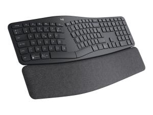Logitech ERGO K860 Split Keyboard for Business - Clavier - sans fil - Bluetooth LE - AZERTY - Français - graphite - 920-010346 - Claviers