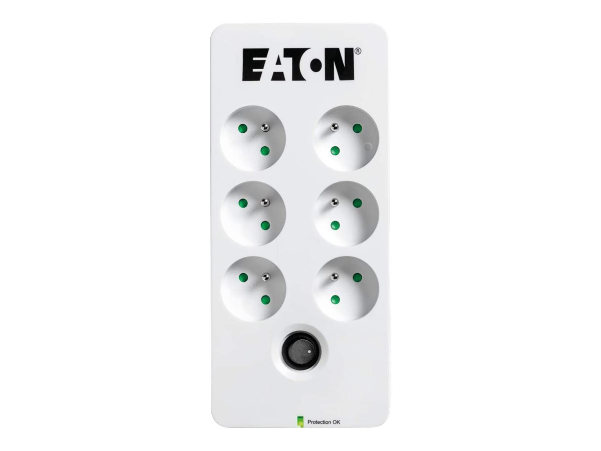 Eaton Protection Box - Protection contre les surtensions - CA 220-250 V - 2500 Watt - connecteurs de sortie : 6 - blanc - PB6F - Parasurtenseurs et PDU