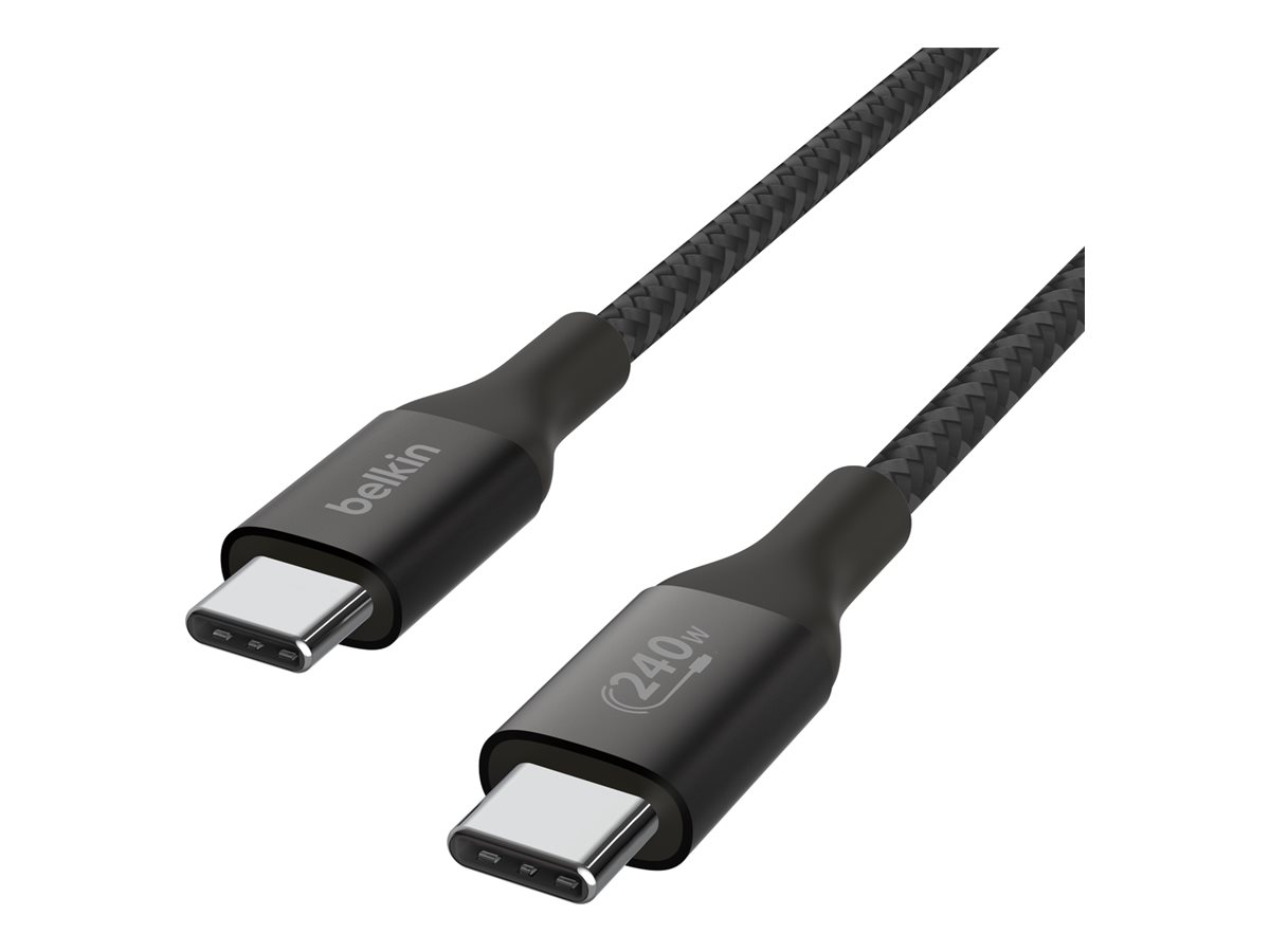 Belkin BOOST CHARGE - Câble USB - 24 pin USB-C (M) pour 24 pin USB-C (M) - USB 2.0 - 1 m - jusqu'à 240 W de puissance - noir - CAB015bt1MBK - Câbles USB