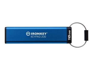 Kingston IronKey Keypad 200 - Clé USB - chiffré - 16 Go - USB 3.2 Gen 1 - IKKP200/16GB - Lecteurs flash