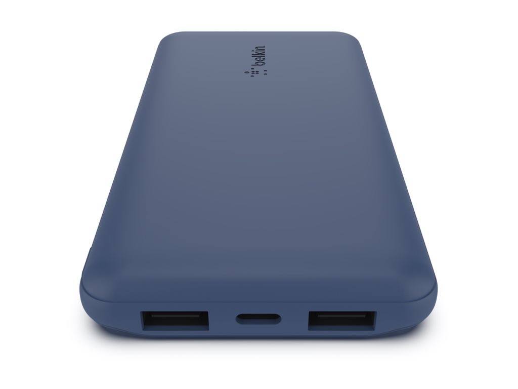 Belkin BOOST CHARGE - Banque d'alimentation - 10000 mAh - 18 Watt - 3 connecteurs de sortie (24 pin USB-C, 2 x USB) - bleu - BPB011BTBL - Adaptateurs électriques et chargeurs