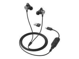 Logitech Zone Filaire Earbuds - Micro-casque - intra-auriculaire - filaire - jack 3,5mm - isolation acoustique - graphite - Optimisé pour la CU - 981-001013 - Écouteurs