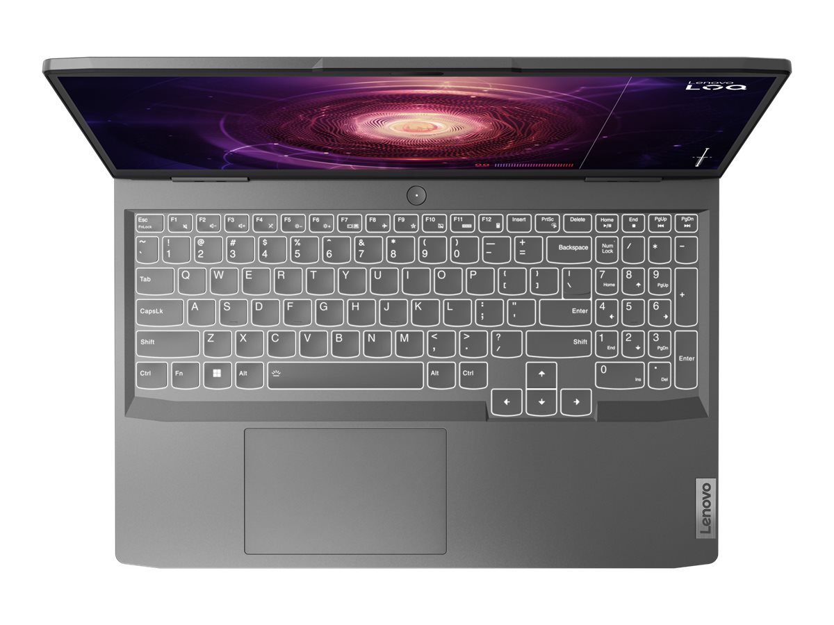 Lenovo LOQ 15APH8 82XT - Conception de charnière à 180 degrés - AMD Ryzen 7 - 7840HS / jusqu'à 5.1 GHz - Win 11 Home - GeForce RTX 4060 - 16 Go RAM - 512 Go SSD NVMe - 15.6" IPS 1920 x 1080 (Full HD) @ 144 Hz - Gigabit Ethernet - Wi-Fi 6 - gris orage - clavier : Français - 82XT00EAFR - Ordinateurs portables