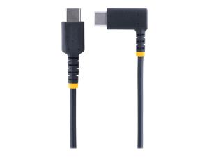 StarTech.com 6in (15cm) USB C Charging Cable Right Angle, 60W PD 3A, Heavy Duty Fast Charge USB-C Cable, USB 2.0 Type-C, Durable and Rugged Aramid Fiber, S20/iPad/Pixel - High Quality USB Charging Cord (R2CCR-15C-USB-CABLE) - Câble USB - 24 pin USB-C (M) droit pour 24 pin USB-C (M) angle droit - USB 2.0 - 3 A - 15 cm - noir - R2CCR-15C-USB-CABLE - Câbles USB