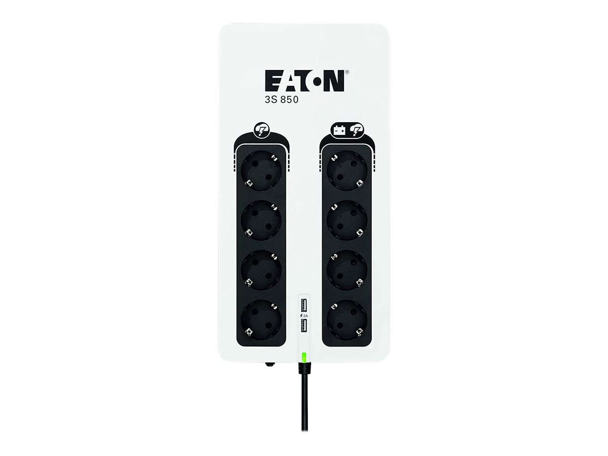 Eaton 3S 850 - Onduleur - CA 220-240 V - 510 Watt - 850 VA - monophasé - USB - connecteurs de sortie : 8 - 3S850D - UPS autonomes