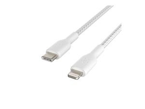 Belkin BOOST CHARGE - Câble Lightning - 24 pin USB-C mâle pour Lightning mâle - 1 m - blanc - Alimentation USB (18 W) - CAA004BT1MWH - Câbles spéciaux