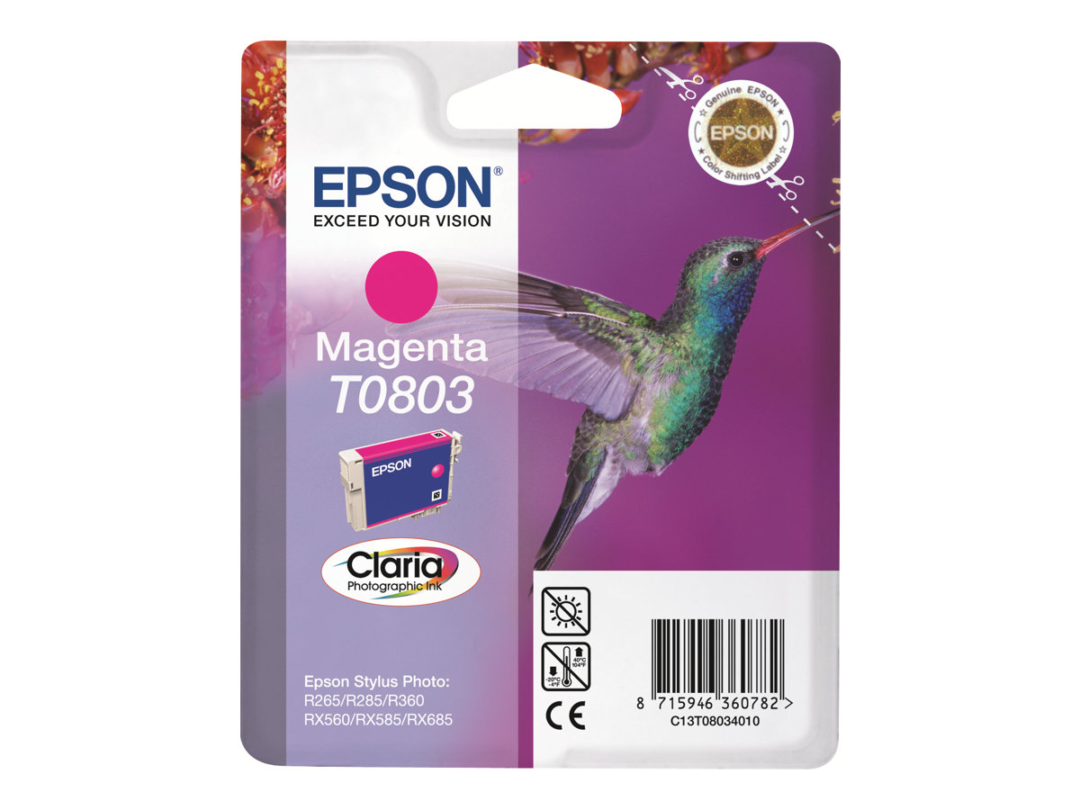 Epson T0803 - 7.4 ml - magenta - original - blister - cartouche d'encre - pour Stylus Photo P50, PX650, PX660, PX700, PX710, PX720, PX730, PX800, PX810, PX820, PX830 - C13T08034011 - Cartouches d'imprimante