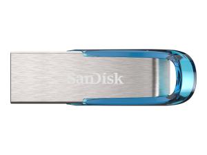 SanDisk Ultra Flair - Clé USB - 128 Go - USB 3.0 - bleu - SDCZ73-128G-G46B - Lecteurs flash