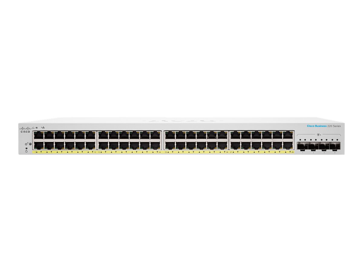 Cisco Business 220 Series CBS220-48FP-4X - Commutateur - intelligent - 48 x 10/100/1000 (PoE+) + 4 x SFP+ 10 Go (liaison montante) - Montable sur rack - PoE+ (740 W) - CBS220-48FP-4X-EU - Concentrateurs et commutateurs gigabit