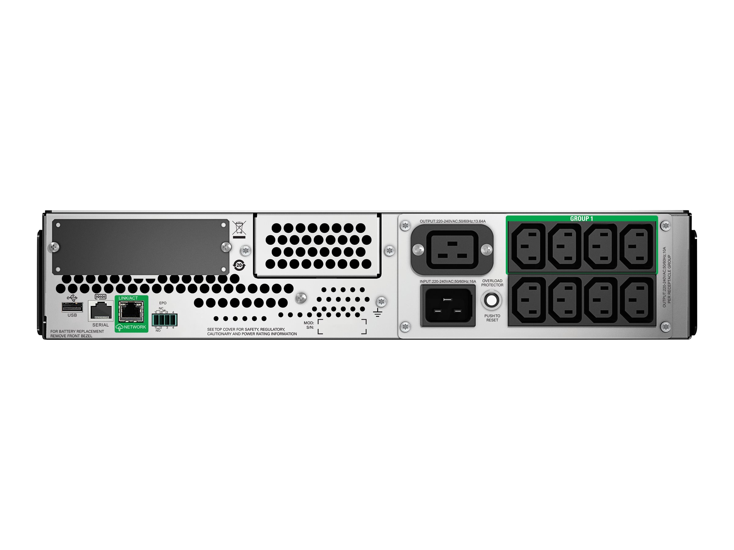 APC Smart-UPS SMT 2200VA LCD RM with SmartConnect - Onduleur (rack-montable) - CA 230 V - 1980 Watt - 2200 VA - RS-232, USB - connecteurs de sortie : 9 - 2U - pour P/N: AR3003, AR3003SP, AR3006, AR3006SP, AR3103, AR3103SP, AR3106, AR3106SP, AR9300SP - SMT2200RMI2UC - UPS montables sur rack