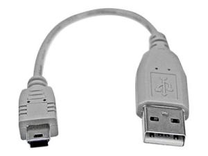 StarTech.com Câble USB 2.0 A vers Mini B de 15 cm - Cordon USB A vers USB Mini B - M/M - Câble USB - USB (M) pour mini USB type B (M) - USB 2.0 - 15 cm - gris - pour P/N: USB2002EXT2, USBEXTAA10BK, USBEXTAA3BK, USBEXTAA6BK, USBPLATE4 - USB2HABM6IN - Câbles USB