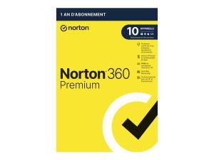 Norton 360 Premium - Version boîte (1 an) - 10 dispositifs, espace de stockage de cloud 75 GB - Mass Market - Win, Mac, Android, iOS - français - 21409193 - Suites de sécurité