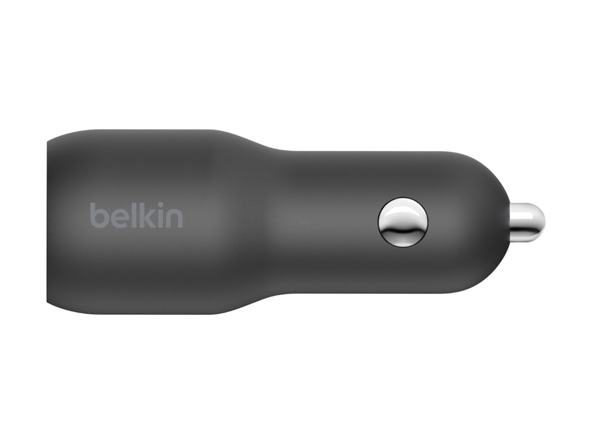 Belkin BOOST UP Dual Car Charger with PPS 37W - Adaptateur d'alimentation pour voiture - 37 Watt - PD 3.0 - 2 connecteurs de sortie (USB, 24 pin USB-C) - CCB004btBK - Batteries et adaptateurs d'alimentation pour téléphone cellulaire