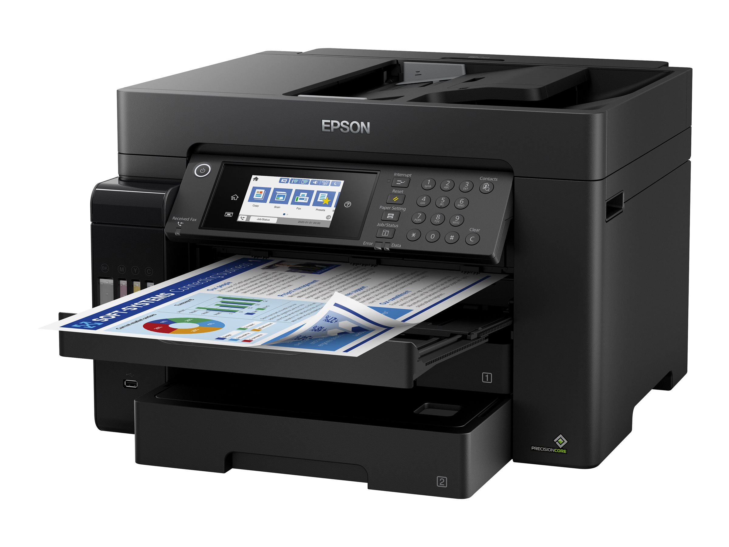 Epson EcoTank ET-16600 - Imprimante multifonctions - couleur - jet d'encre - A3 plus (311 x 457 mm) (original) - A3 (support) - jusqu'à 25 ppm (impression) - 550 feuilles - 33.6 Kbits/s - USB 2.0, LAN, Wi-Fi(n), hôte USB - noir - C11CH72401 - Imprimantes multifonctions