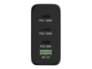 PORT Connect - Adaptateur secteur - technologie GaN - 120 Watt - 5 A - PD, QC 3.0 - 4 connecteurs de sortie (USB type A, 3 x USB-C) - Europe - 900107-EU - Adaptateurs électriques et chargeurs