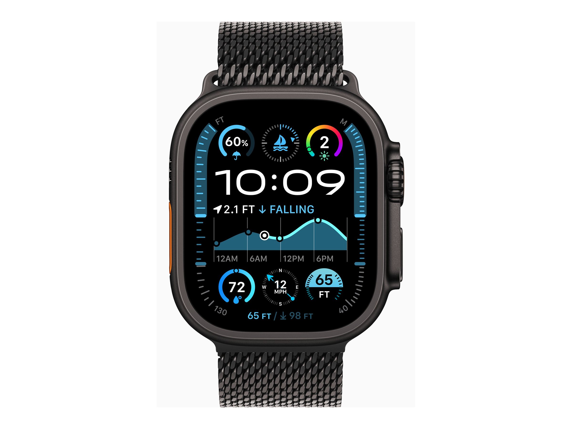 Apple Watch Ultra 2 - 49 mm - titane noir - montre intelligente avec boucle milanaise - taille du bracelet : S - 64 Go - LTE, Wi-Fi 4, UWB, Bluetooth - 4G - 61.8 g - MX4W3NF/A - Montres intelligentes