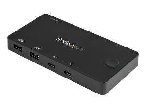 StarTech.com Switch KVM USB-C 2 Ports - Mini-commutateur 4K 60Hz HDMI UHD - Câbles Typec C inclus - Auto-alimenté - iPad Pro - Commutateur écran-clavier-souris/audio - 2 x KVM / audio - de bureau - SV211HDUC - Commutateurs KVM