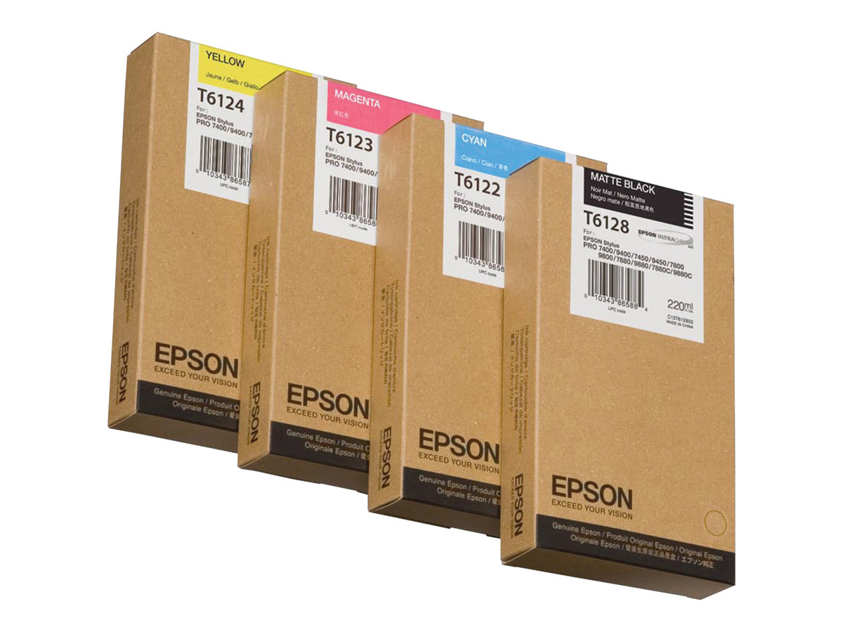 Epson T6124 - 220 ml - jaune - original - cartouche d'encre - pour Stylus Pro 7400, Pro 7450, Pro 9400, Pro 9450 - C13T612400 - Cartouches d'encre Epson