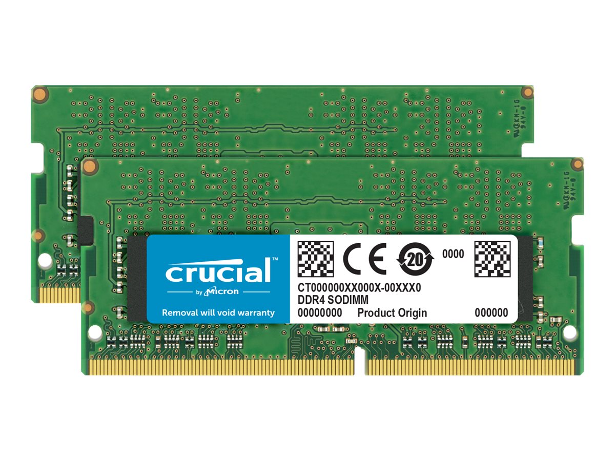 Crucial - DDR4 - kit - 32 Go: 2 x 16 Go - SO DIMM 260 broches - 2666 MHz / PC4-21300 - CL19 - 1.2 V - mémoire sans tampon - non ECC - CT2K16G4S266M - Mémoire pour ordinateur portable