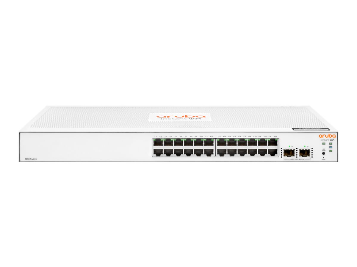 HPE Networking Instant On 1830 24G 2SFP Switch - Commutateur - intelligent - 24 x 10/100/1000 + 2 x Gigabit SFP - de bureau, Montable sur rack - JL812A - Concentrateurs et commutateurs gigabit