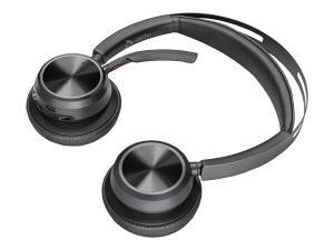 Poly Voyager Focus 2 - Micro-casque - sur-oreille - Bluetooth - sans fil, filaire - Suppresseur de bruit actif - USB-C via un adaptateur Bluetooth - noir - 77Y89AA - Écouteurs