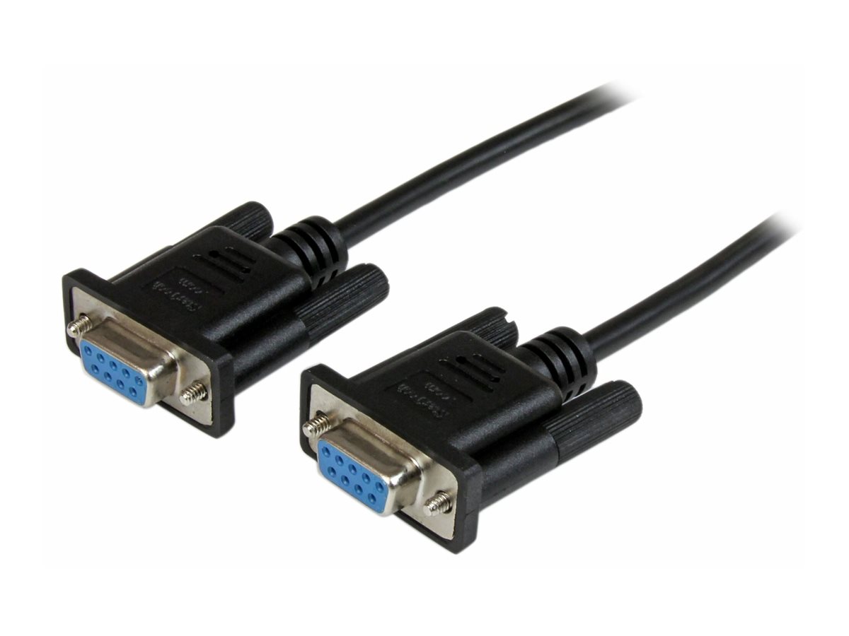 StarTech.com Câble null modem série DB9 RS232 de 1m - Cordon série DB9 vers DB9 - Femelle / Femelle - Noir - Câble de modem nul - DB-9 (F) pour DB-9 (F) - 1 m - moulé, vis moletées - noir - pour P/N: PCI2S5502, PEX4S953, PEX4S953LP - SCNM9FF1MBK - Câbles série