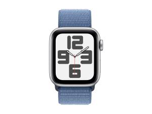 Apple Watch SE (GPS) - 2e génération - 40 mm - aluminium argenté - montre intelligente avec boucle sport - textile - bleu hiver - taille du poignet : 130-200 mm - 32 Go - Wi-Fi, Bluetooth - 26.4 g - MRE33QF/A - Montres intelligentes