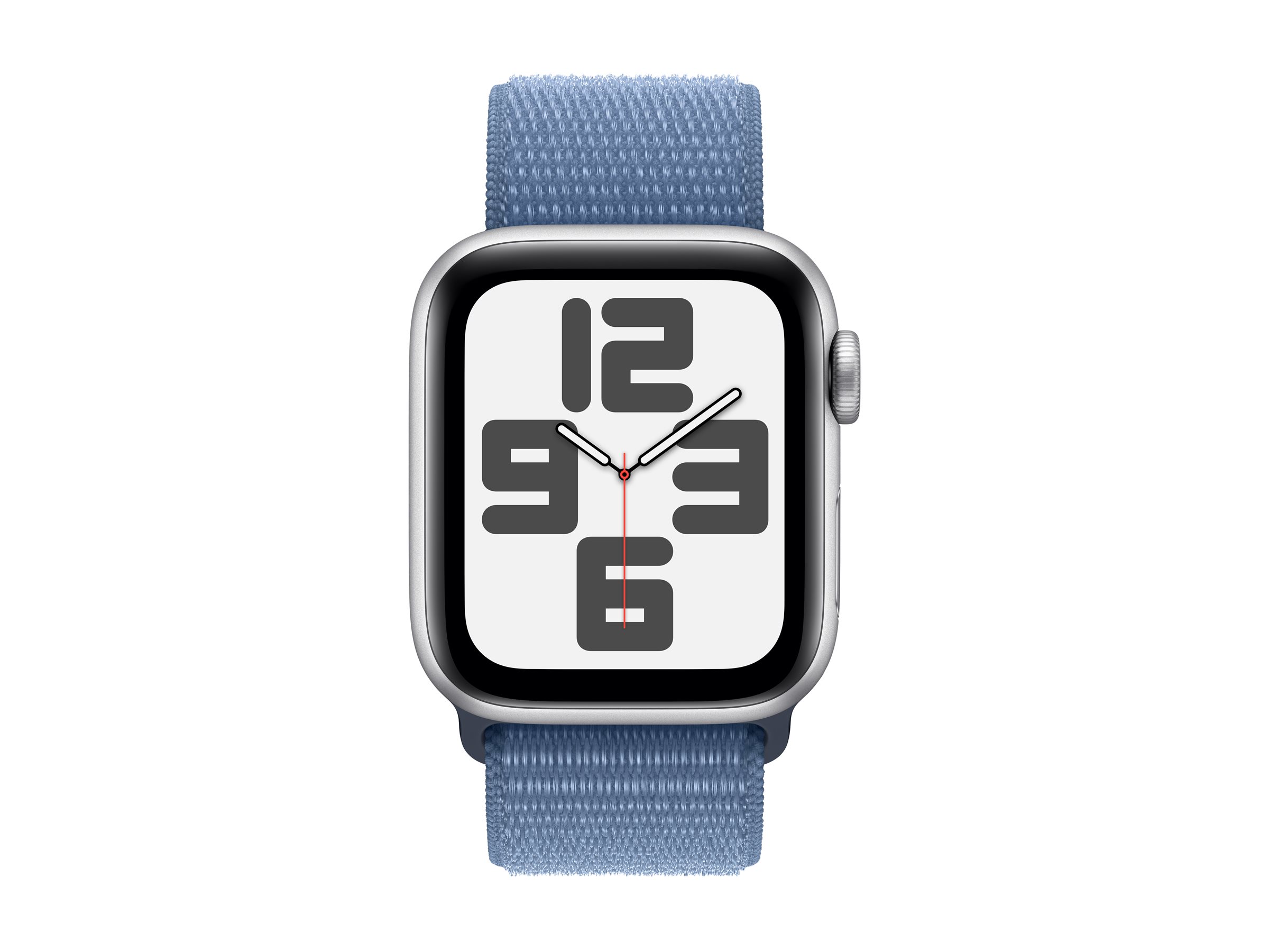 Apple Watch SE (GPS) - 2e génération - 40 mm - aluminium argenté - montre intelligente avec boucle sport - textile - bleu hiver - taille du poignet : 130-200 mm - 32 Go - Wi-Fi, Bluetooth - 26.4 g - MRE33QF/A - Montres intelligentes