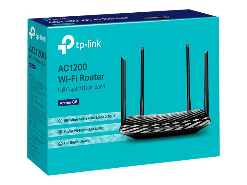 TP-Link Archer C6 - - routeur sans fil - commutateur 4 ports - 1GbE - Wi-Fi 5 - Bi-bande - ARCHER C6 - Passerelles et routeurs SOHO