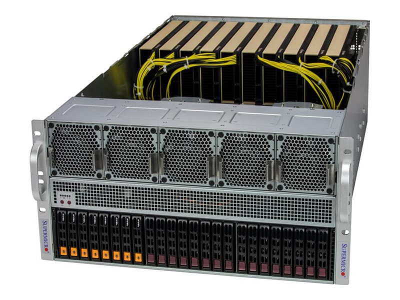 Supermicro GPU SuperServer 521GE-TNRT - Serveur - Montable sur rack - 5U - pas de processeur jusqu'à - RAM 0 Go - SATA/NVMe - hot-swap 2.5" baie(s) - aucun disque dur - Gigabit Ethernet, 10 Gigabit Ethernet, 5 Gigabit Ethernet, 2.5 Gigabit Ethernet - moniteur : aucun - avant noir, corps argenté - SYS-521GE-TNRT - Serveurs rack