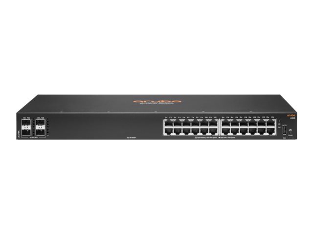HPE Aruba 6100 24G 4SFP+ Switch - Commutateur - Géré - 24 x 10/100/1000 + 4 x 1 Gigabit / 10 Gigabit SFP+ - flux d'air côte à côte - Montable sur rack - JL678A#ABB - Commutateurs gérés