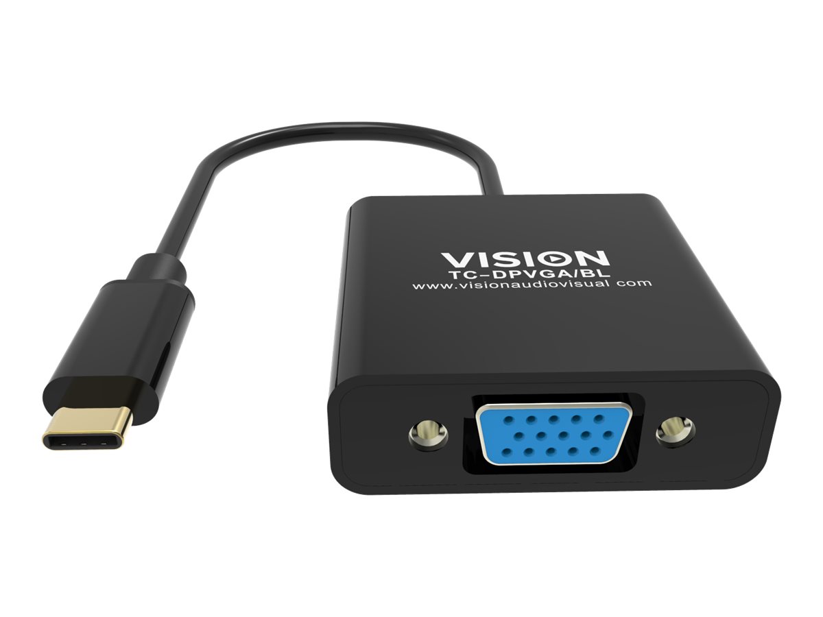 VISION - Adaptateur vidéo - 24 pin USB-C mâle pour HD-15 (VGA) femelle - noir - support 1080p - TC-USBCVGA/BL - Accessoires pour téléviseurs