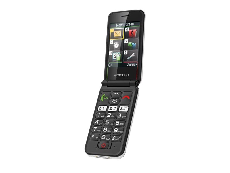 emporiaSIMPLICITYglam - 4G téléphone de service - RAM 48 Mo / Mémoire interne 128 Mo - 320 x 240 pixels - blanc - V227-4G_001 - Téléphones 4G
