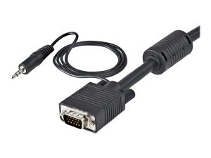 StarTech.com Câble vidéo coaxial pour écran VGA haute résolution 5 m avec audio HD15 M/M - Câble VGA - HD-15 (VGA), mini-phone stereo 3.5 mm (M) pour HD-15 (VGA), mini-phone stereo 3.5 mm (M) - 5 m - moulé, vis moletées - noir - MXTHQMM5MA - Câbles pour périphérique
