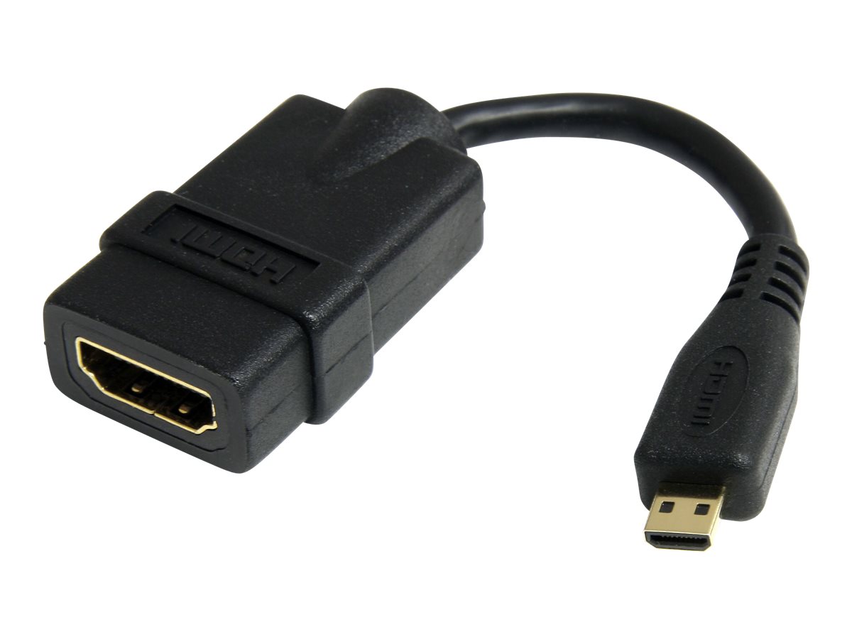 StarTech.com Câble adaptateur HDMI haute vitesse de 12cm - Convertisseur HDMI vers Micro HDMI - F/M - Noir - Adaptateur HDMI - HDMI femelle pour 19 pin micro HDMI Type D mâle - 1.2 cm - blindé - noir - pour P/N: HDMM30CM - HDADFM5IN - Accessoires pour systèmes audio domestiques