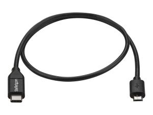 StarTech.com Câble USB-C vers Micro USB de 50 cm - Cordon USB C vers Micro-B - Câble de charge compatible Thunderbolt 3 - M/M - USB 2.0 - Câble USB - 24 pin USB-C (M) pour Micro-USB de type B (M) - USB 2.0 - 50 cm - noir - USB2CUB50CM - Câbles USB