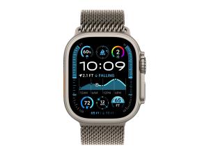 Apple Watch Ultra 2 - 49 mm - titanium naturel - montre intelligente avec boucle milanaise - taille du bracelet : M - 64 Go - LTE, Wi-Fi 4, UWB, Bluetooth - 4G - 61.4 g - MX5R3NF/A - Montres intelligentes