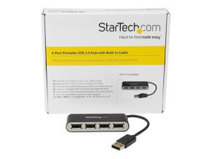 StarTech.com Hub USB 2.0 portable à 4 ports avec câble intégré - Concentrateur USB compact - Mini hub USB 2.0 - Concentrateur (hub) - 4 x USB 2.0 - de bureau - ST4200MINI2 - Concentrateurs USB