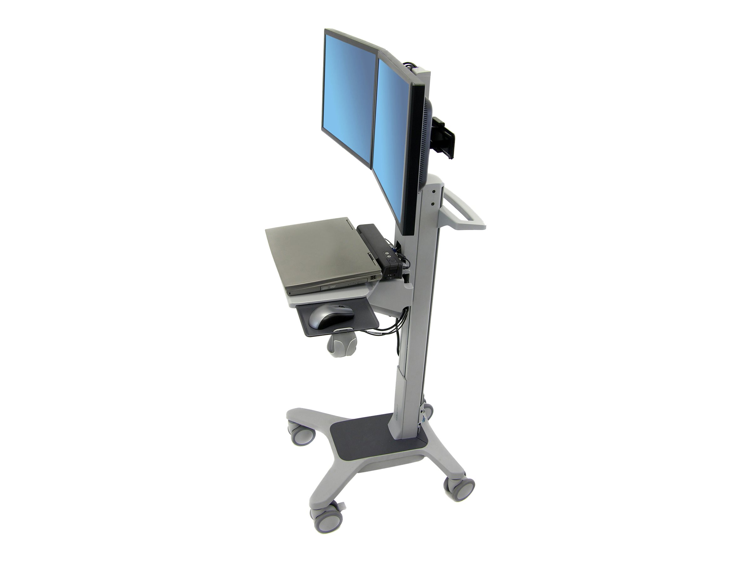 Ergotron Neo-Flex WideView WorkSpace - Chariot - Technologie brevetée Constant Force - pour 2 écrans LCD/équipement d'ordinateur - double - aluminium, acier poudré, plastique haute qualité - bicolore gris - Taille d'écran : Jusqu'à 22 pouces - 24-194-055 - Chariots