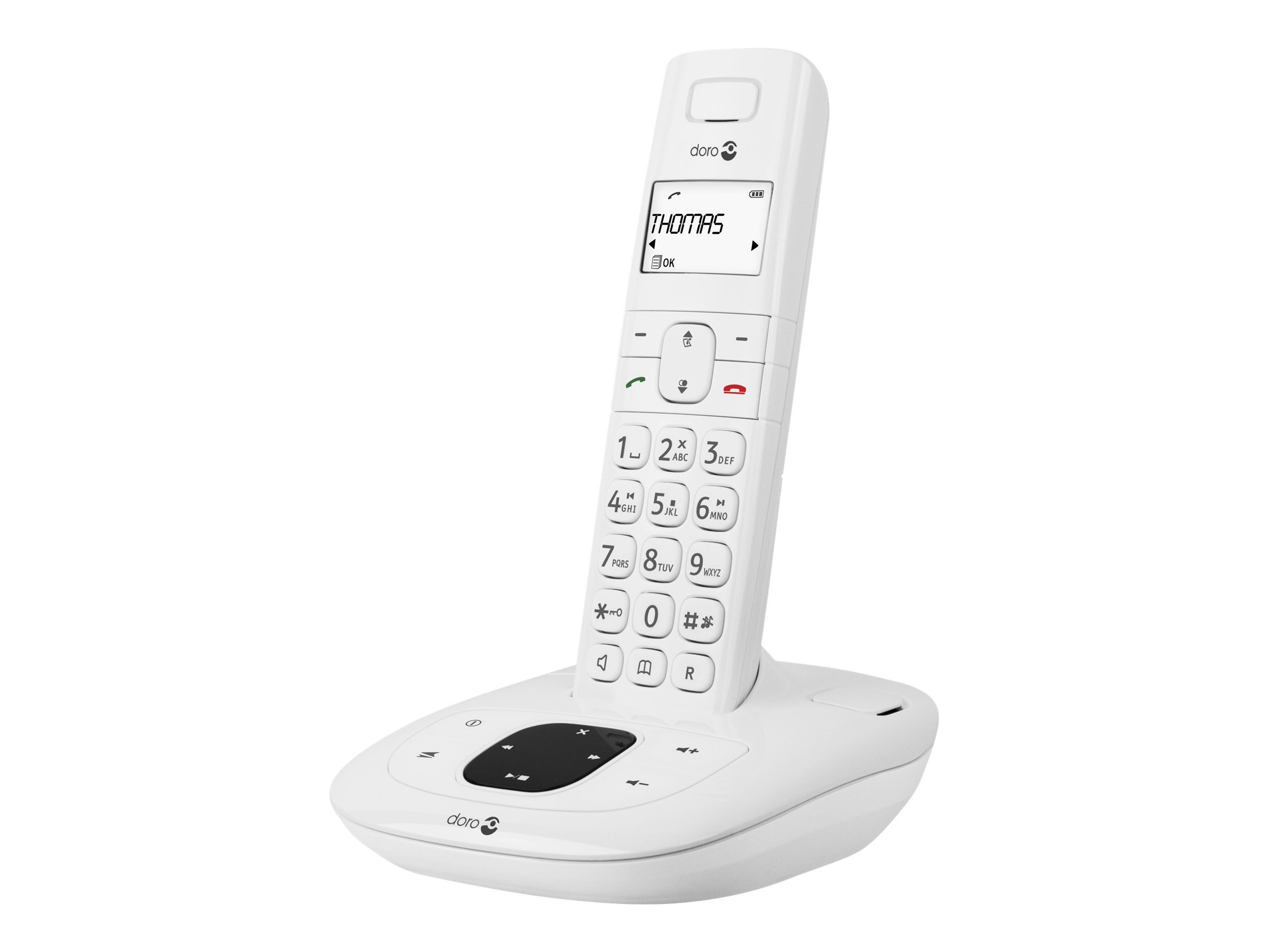 Doro Comfort 1015 - Téléphone sans fil - système de répondeur avec ID d'appelant - DECT - blanc - 6047 - Téléphones sans fil