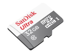 SanDisk Ultra - Carte mémoire flash (adaptateur microSDHC - SD inclus(e)) - 32 Go - Class 10 - microSDHC UHS-I - SDSQUNR-032G-GN6TA - Cartes flash