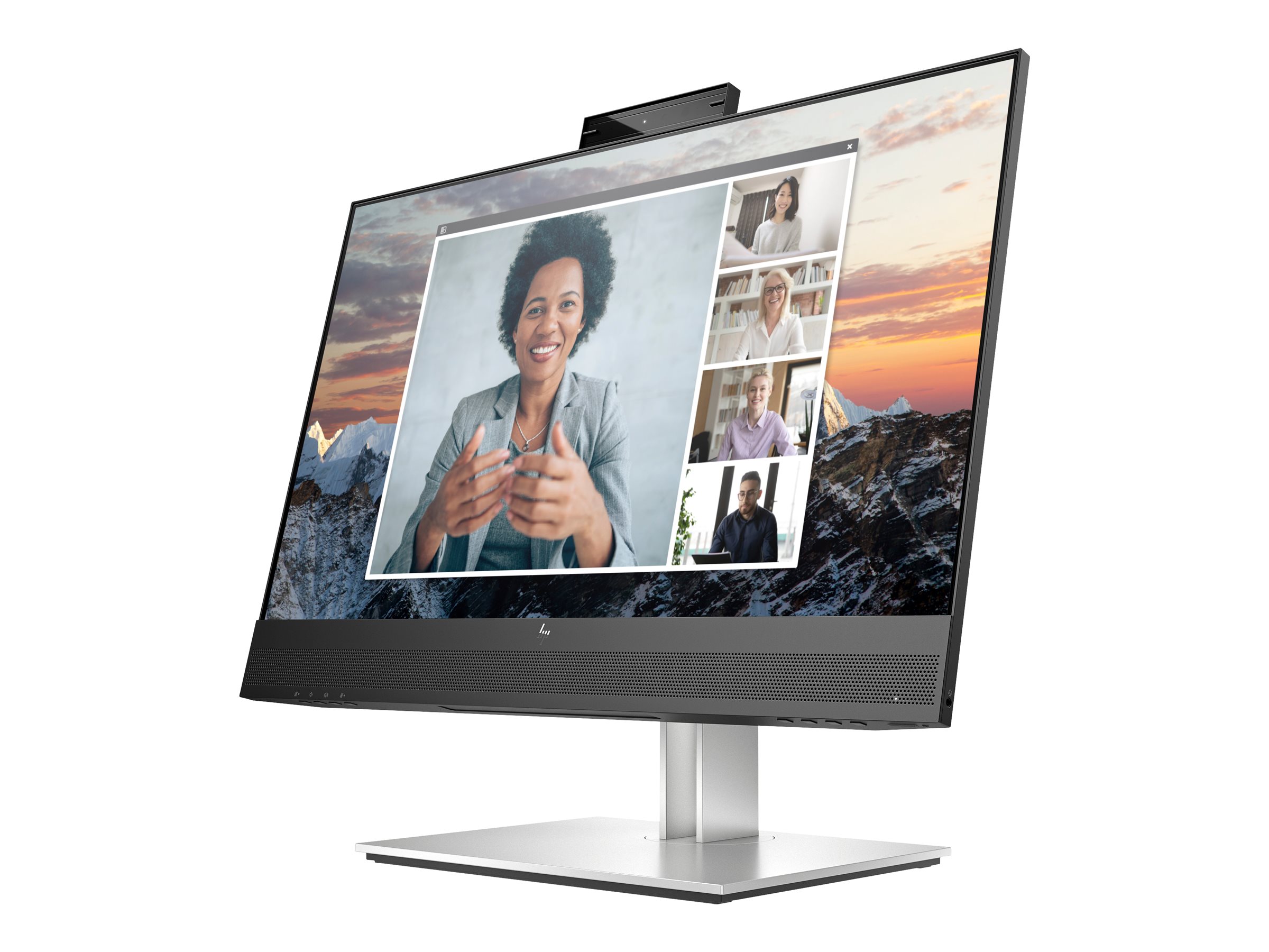 HP E24m G4 Conferencing - E-Series - écran LED - 23.8" - 1920 x 1080 Full HD (1080p) @ 75 Hz - IPS - 300 cd/m² - 1000:1 - 5 ms - HDMI, DisplayPort, USB-C - haut-parleurs - argent (support), tête noire - 40Z32AA#ABB - Écrans d'ordinateur