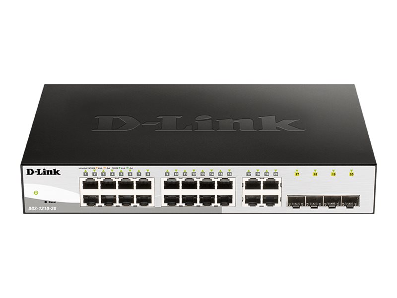 D-Link Web Smart DGS-1210-20 - Commutateur - 16 x 10/100/1000 + 4 x Gigabit SFP - de bureau, Montable sur rack - AC 100/230 V - DGS-1210-20/E - Concentrateurs et commutateurs gigabit